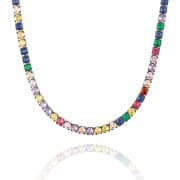 KissYan 14K White Gold Plated Cubic Zirconia Tennis Necklace