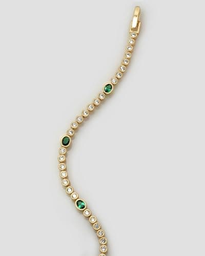 KZZENKI 3mm Gold Cubic Zirconia Tennis Bracelet, 7 Inch