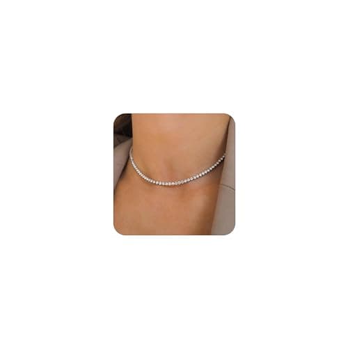 FISSEN JEWELRY Women's 14K Gold/Silver Plated Diamond Choker Necklace