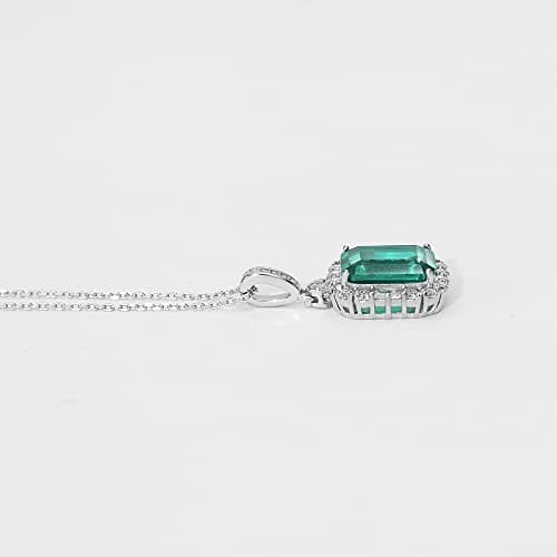 Michooyel S925 Lab-created Emerald Pendant Necklace For Women