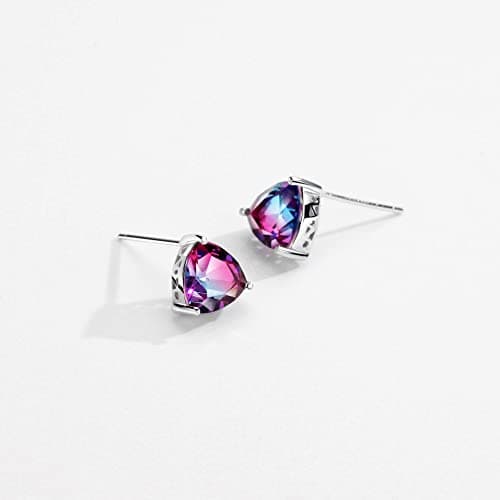 Michooyel S925 Mystic Topaz Stud Earrings for Women