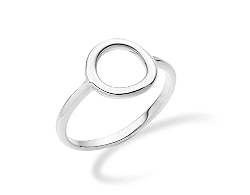 Miabella Italian 925 Sterling Silver or 18K Gold Plated Open Circle Ring for Women