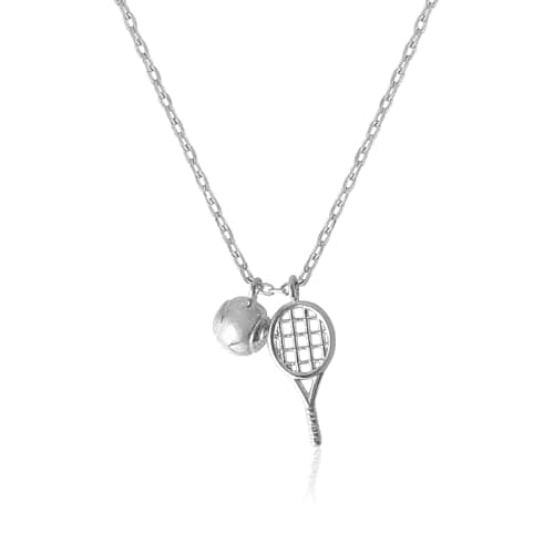 Omnzon 18K Gold Dipped Tennis Racket Necklace with Ball Charm