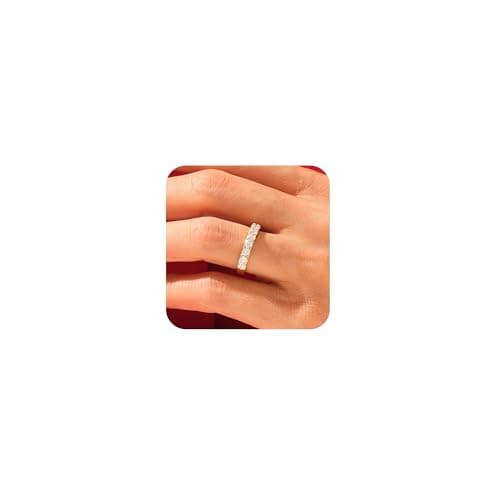 JINEAR 18K Gold Plated CZ Eternity Ring for Women