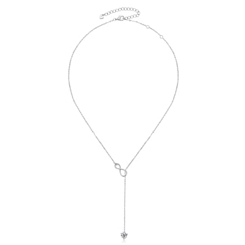 AINUOSHI 1.26CT Lab-Created Moissanite Twist Infinity Y Necklace 16-20 Inch 925 Sterling Silver Gifts