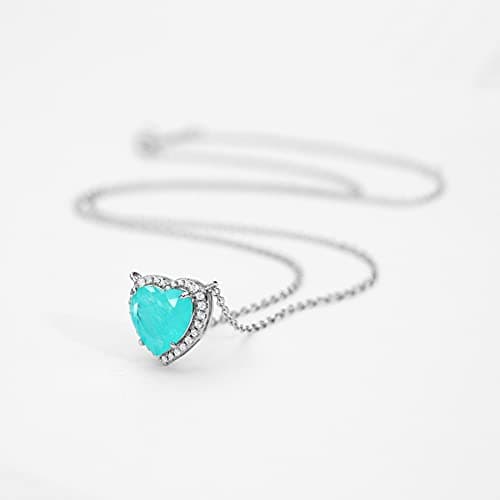 Michooyel Sterling Silver Paraiba Heart Pendant, 5ct Tourmaline, 16-18" Chain