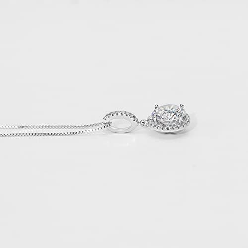 Refined  Michooyel 925 Sterling Silver Cubic Zirconia Halo Pendant Necklace