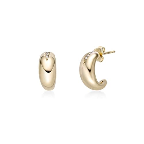 Lavari Jewelers 18k Gold Plated Cubic Zirconia Hoop Earrings for Women