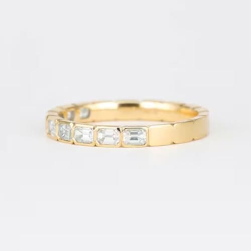 SilvaDeco 1 Ct Baguette Diamond Stacking Wedding Band 925 Sterling Silver 14K Gold Plated