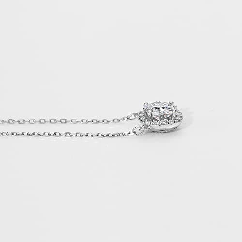 Refined and simplified title: Michooyel Sterling Silver Cubic Zirconia Women's Necklace Princess Cut Halo Pendant 16-18