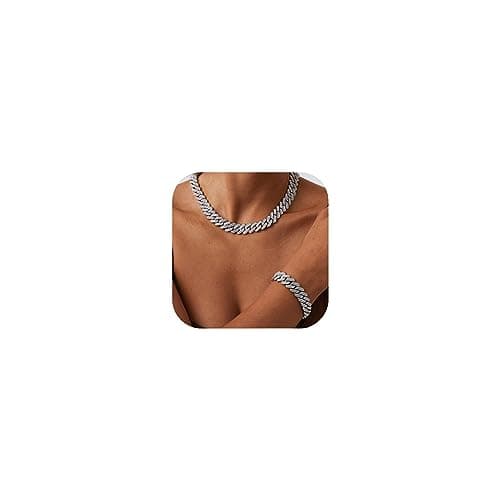 Jacruces Mens Silver Cuban Link Chain Necklace Hip Hop Jewelry