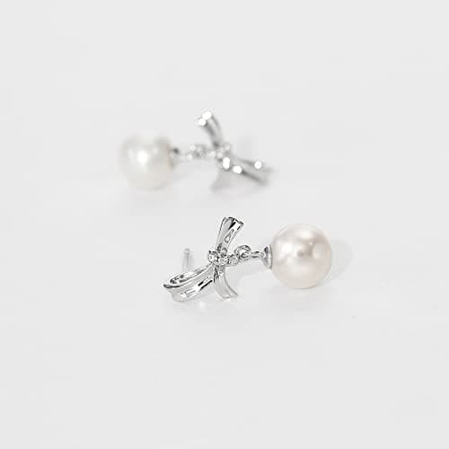 Michooyel Hypoallergenic Sterling Silver Freshwater Pearl & Cubic Zirconia Drop Earrings