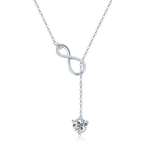 AINUOSHI 1.26CT Lab-Created Moissanite Twist Infinity Y Necklace 16-20 Inch 925 Sterling Silver Gifts