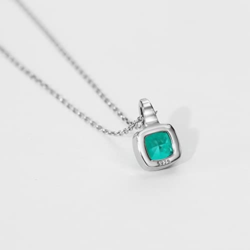 Michooyel Sterling Silver Emerald Cubic Zirconia Charm Pendant Necklace for Women