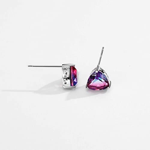 Michooyel S925 Mystic Topaz Stud Earrings for Women