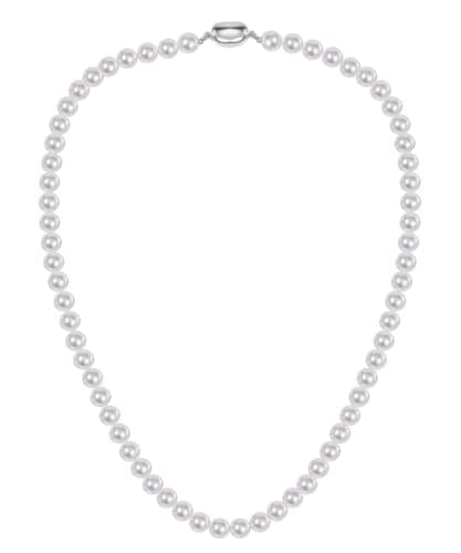 Real Pearl Necklace for Women 5-6mm Genuine Freshwater Cultured Pearl Strand with Sterling Silver Clasp