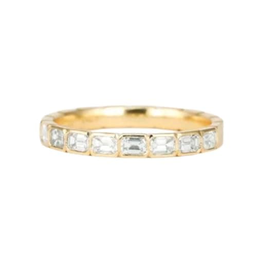 SilvaDeco 1 Ct Baguette Diamond Stacking Wedding Band 925 Sterling Silver 14K Gold Plated