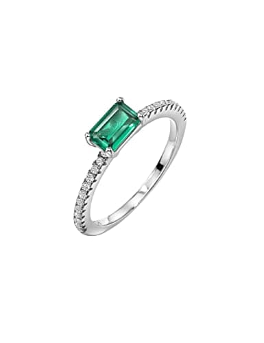 Michooyel S925 4x6mm Lab-created Emerald Engagement Ring for Women