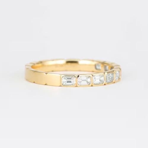 SilvaDeco 1 Ct Baguette Diamond Stacking Wedding Band 925 Sterling Silver 14K Gold Plated