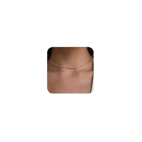 14K Gold/Silver Risamil Tennis Choker Necklace for Women