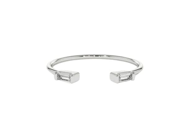 BeBold 0.3ct Baguette Cut Simulated Diamond CZ Stackable White Gold Plated Wedding Band