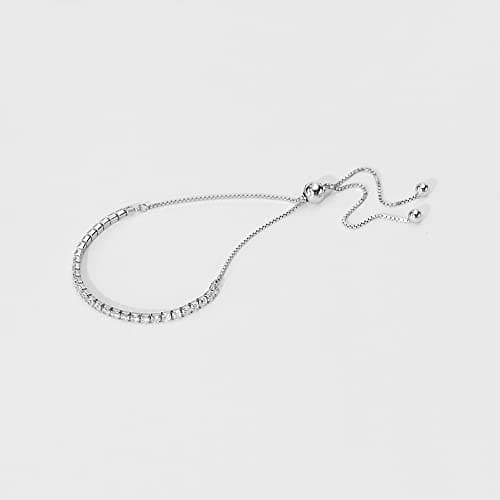 Michooyel 925 Sterling Silver Adjustable Link Bracelet with Lab-created Sapphire/Ruby Charm Necklace for Women