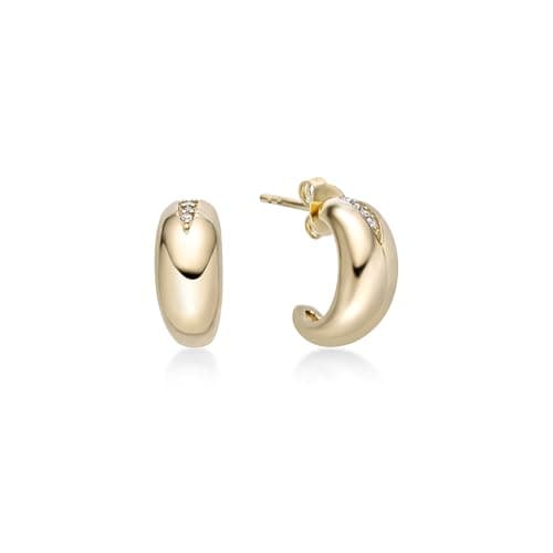 Lavari Jewelers 18k Gold Plated Cubic Zirconia Hoop Earrings for Women
