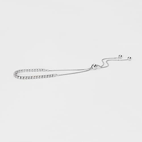 Michooyel 925 Sterling Silver Adjustable Link Bracelet with Lab-created Sapphire/Ruby Charm Necklace for Women