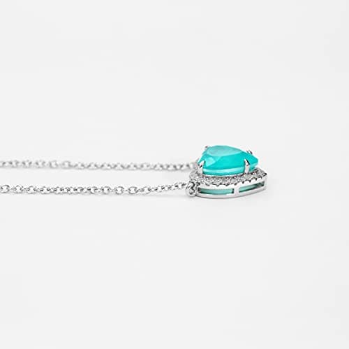 Michooyel Sterling Silver Paraiba Heart Pendant, 5ct Tourmaline, 16-18" Chain