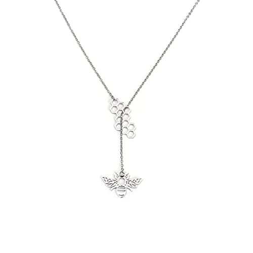 Winssigma 18K Gold Honeycomb Necklace - Adjustable Star Moon Dinosaur Y-Lariat
