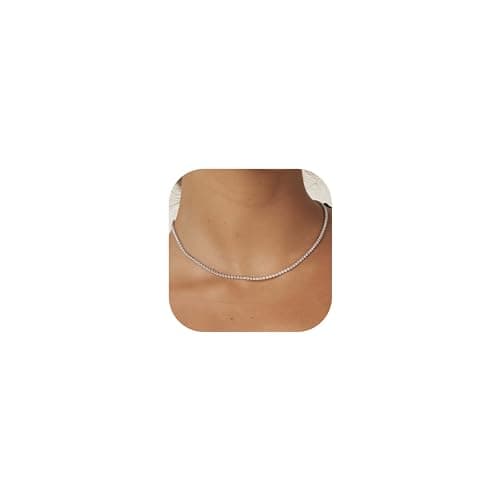 Thaivor Women's 14K Gold/Silver Plated Rhinestone Tennis Choker Necklaces