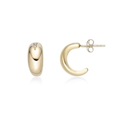 Lavari Jewelers 18k Gold Plated Cubic Zirconia Hoop Earrings for Women