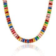 KissYan 14K White Gold Plated Cubic Zirconia Tennis Necklace