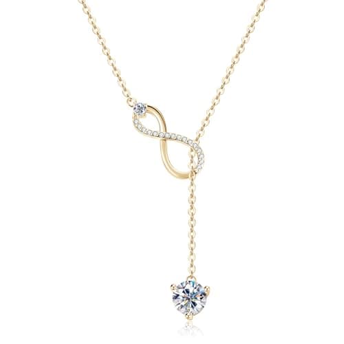 AINUOSHI 1.26CT Lab-Created Moissanite Twist Infinity Y Necklace 16-20 Inch 925 Sterling Silver Gifts