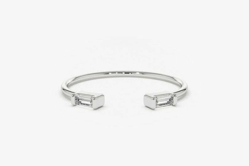 BeBold 0.3ct Baguette Cut Simulated Diamond CZ Stackable White Gold Plated Wedding Band