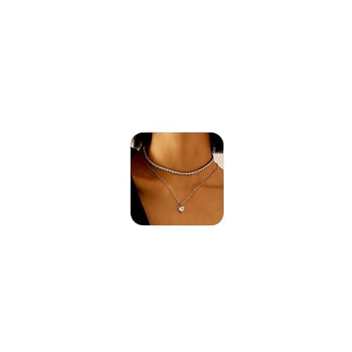 Episkeyk Women's 4mm 3A Cubic Zirconia Tennis Necklace, 14K Gold Plated Trends