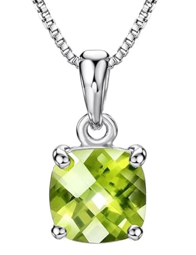 Michooyel Sterling Silver Peridot Pendant Necklace for Women, 16-18 Inch