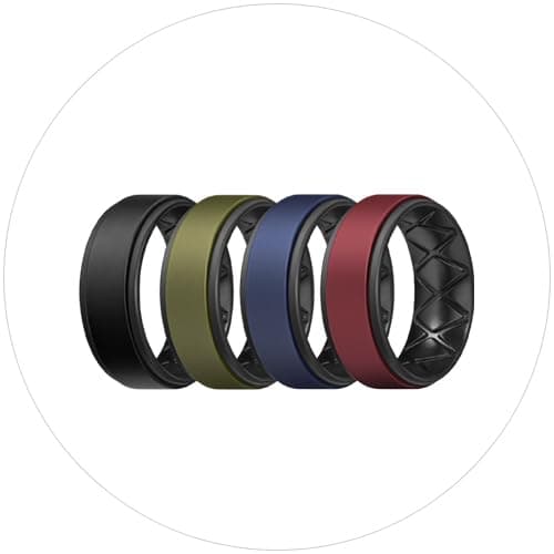 Egnaro Breathable Silicone Wedding Bands for Men - Multipack Step Edge