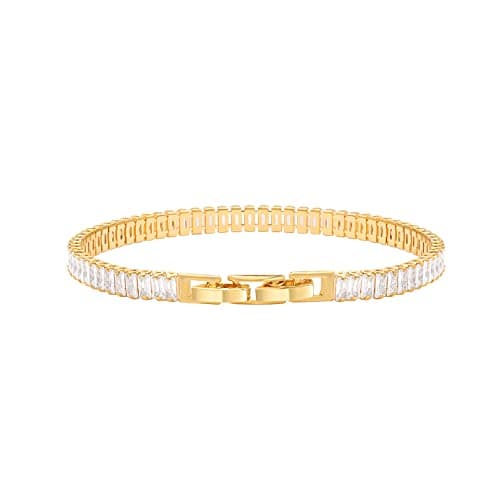 Pearlada 18k Gold Layered Coin Charm Cubic Zirconia Bracelet