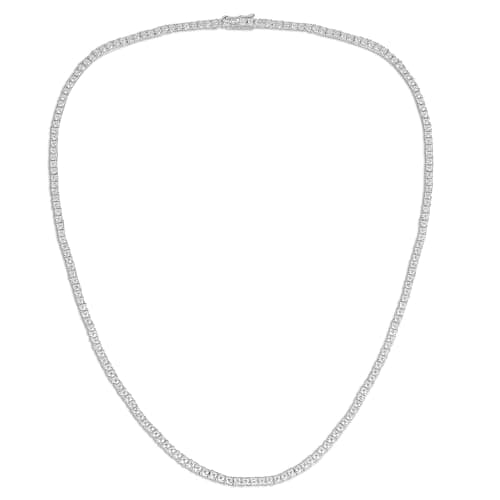Tennis Necklace 925 Silver| 3-6mm CZ Round Cut Chain for Women and Men 16-24inches