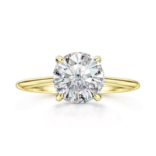 Michooyel 18K Gold Plated 925 Sterling Silver 2ct Solitaire Engagement Ring