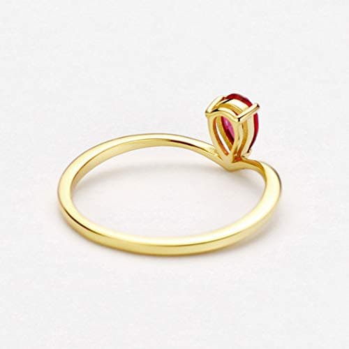 Michooyel 18K Gold Ruby Solitaire Pear Cut Promise Ring