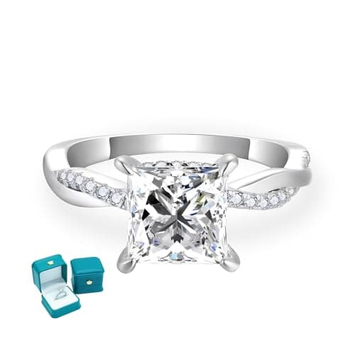 LuluRell Moissanite Promise Rings for Women, S925 Sterling Silver 6 Prong Solitaire D Color VVS1 Clarity Round Cut
