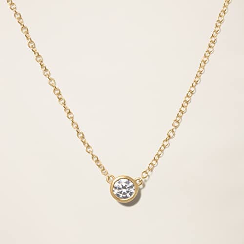 Caratmerry Lab Grown Diamond 14k Solid Gold Solitaire Necklace