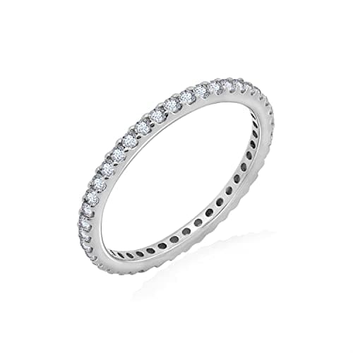 Amazon Essentials Rhodium Plated Single Row Pave Stackable Ring Size