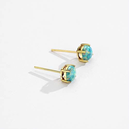 Michooyel 18K Gold Plated Green Opal Stud Earrings for Women
