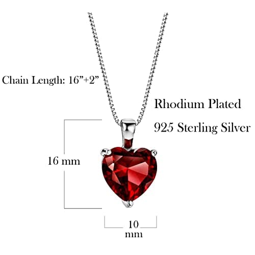 Michooyel S925 Rhodolite Garnet Heart Solitaire Pendant Necklace