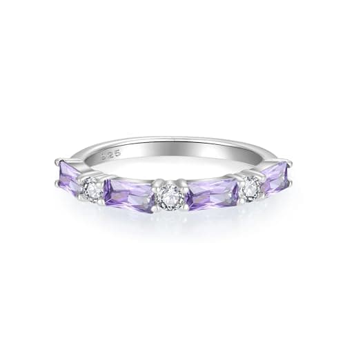 Starchenie 925 Sterling Silver Stackable Gemstone Ring for Her | Eternity Ring Size 5-10