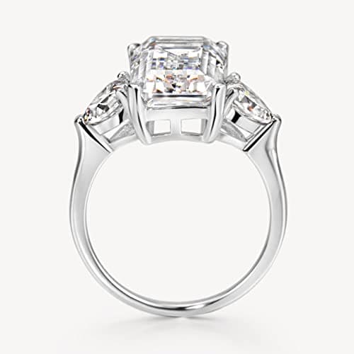 Sterling Silver Emerald Cut Engagement Ring for Women