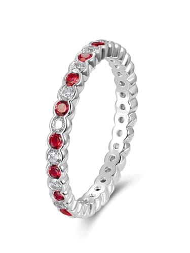 CYW D Color Moissanite Eternity Ring for Women, 925 Sterling Silverrhodium Finish